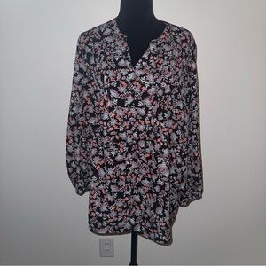 Terra & Sky Floral Blouse 0X (14W)